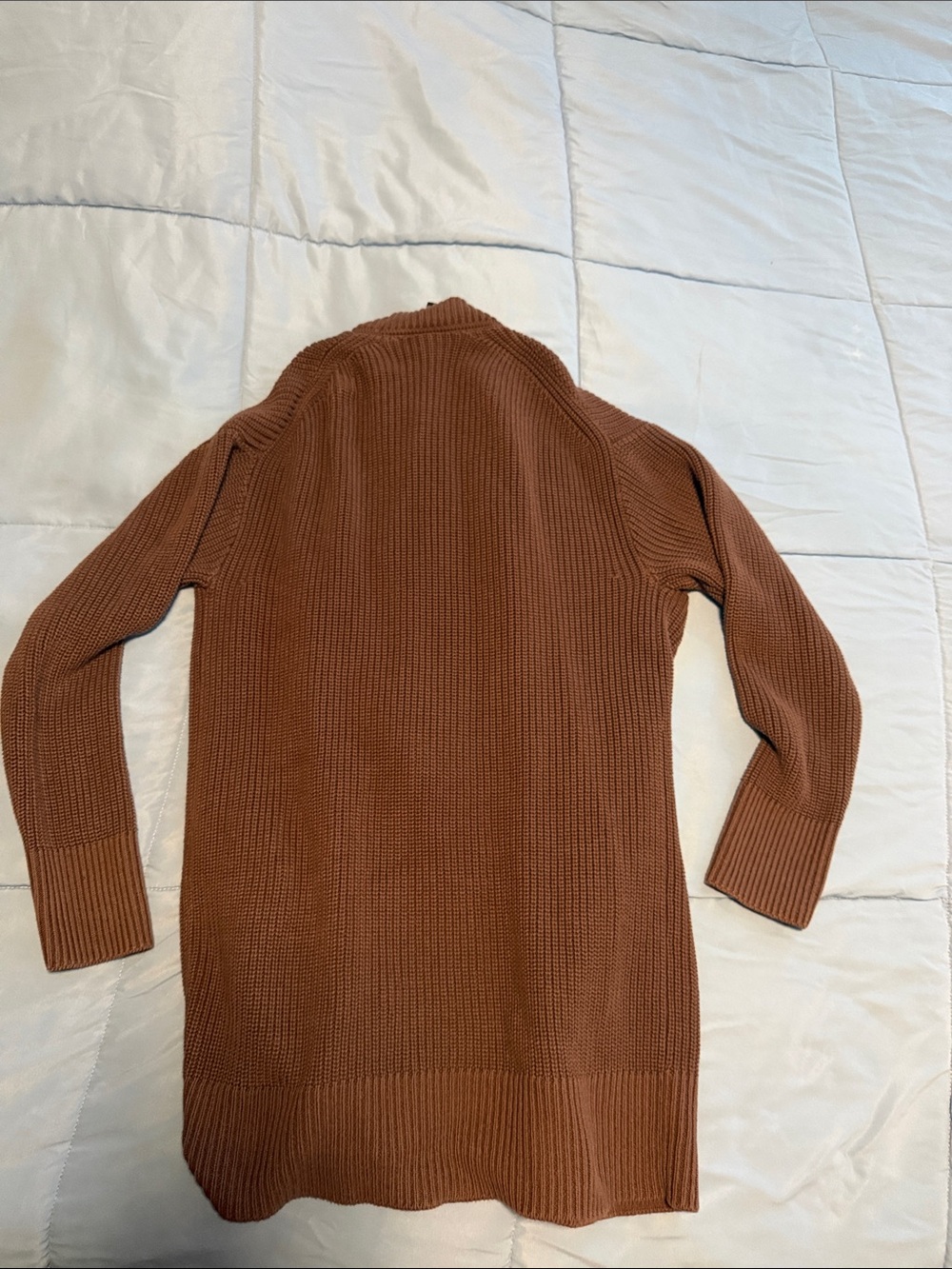Lightweight Brown Open-Front Ribbed Cardigan - Picture 3 of 3